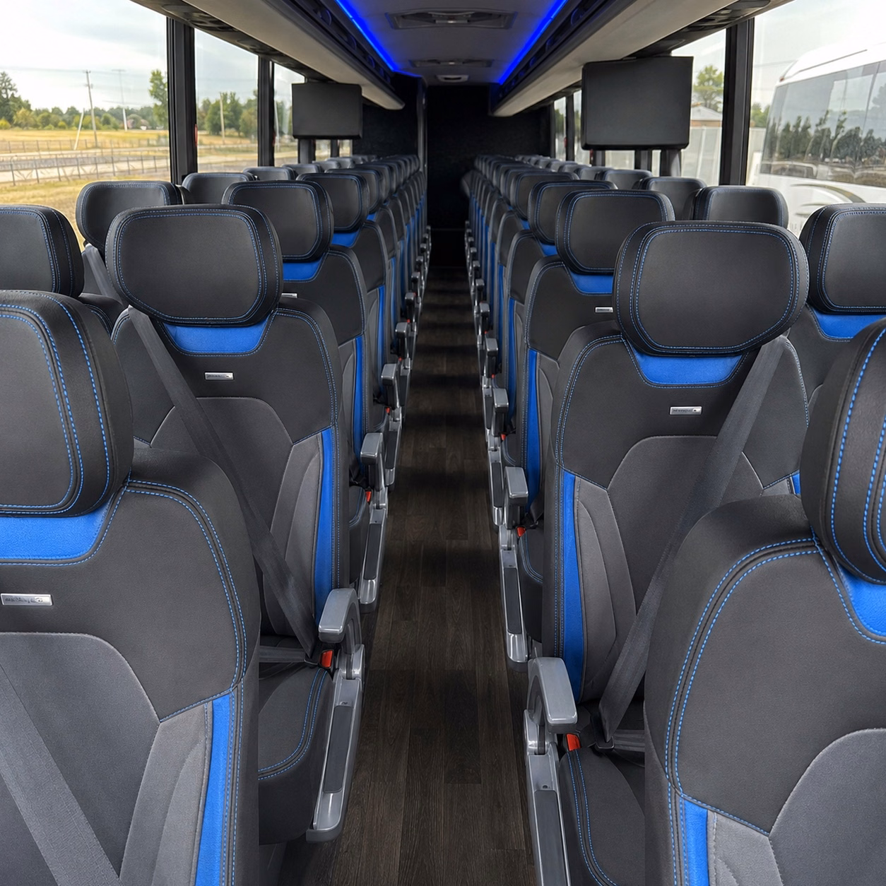 56 passenger charter bus inside